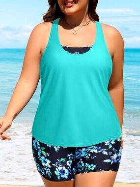 Holipick 3 Piece Tankini Swimsuits for Women Tummy Control Bathing Suits - 18W